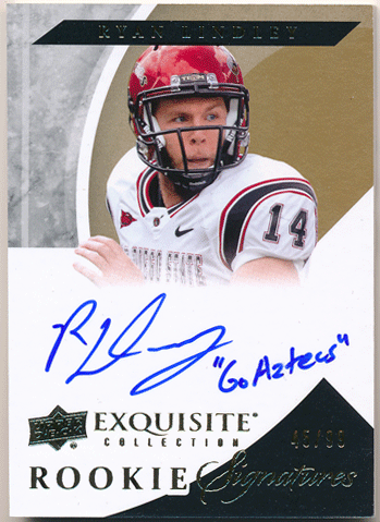 Ryan Lindley 2012 UD Exquisite Collection RC Inscriptions Signature Auto 45/99