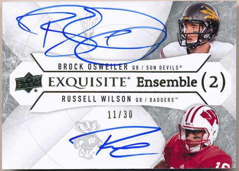 Russell Wilson / Brock Osweiler 2012 UD Exquisite Collection Ensembel Dual Signature Auto 11/30