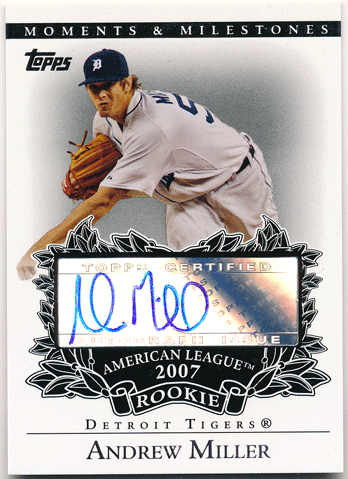 Andrew Miller MLB 2007 Topps Moments & Milestones RC Signature Auto