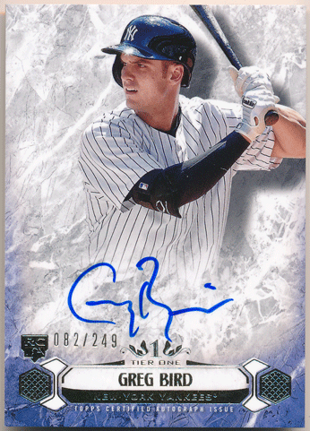 Greg Bird 2016 Topps Tier One RC Breakout Signature Auto 082/249