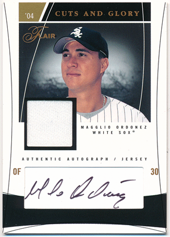 Magglio Ordonez MLB 2004 Fleer Flair Cuts and Glory Signature Jersey Auto 026/100