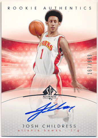 Josh Childress NBA 04-05 UD SP Authentic RC Signature Auto 167/999
