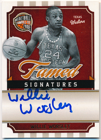 Willie Worsley NBA 09-10 Panini Hall of Fame Famed Signature Auto 179/850