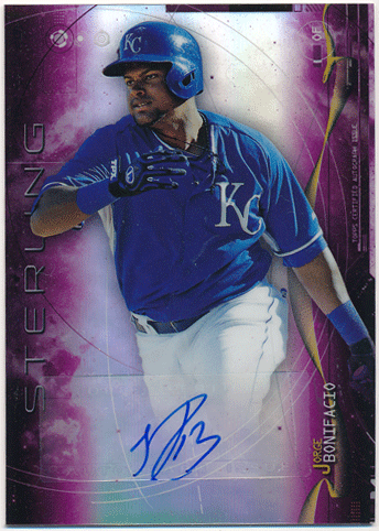 Jorge Bonifacio MLB 2014 Bowman Sterling Purple Refractor Signature Auto 28/99