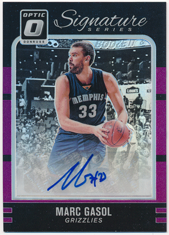 Marc Gasol NBA 16-17 Panini Donruss Optic Purple Prizm Signature Series Auto