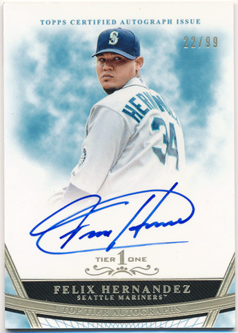 Felix Hernandez MLB 2011 Topps Tier One Top Tier Signature Auto 22/99