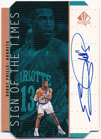 故 Bobby Phills NBA 98-99 UD SP Authentic Sing of the Times Signature Auto
