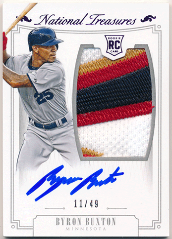 Byron Buxton 2015 Panini National Treasures RC Purple Signature Patch Auto 11/49