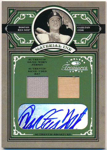 Carlton Fisk MLB 2005 Donruss Timeless Treasures Material Ink Signature Jersey Bat Auto 17/25