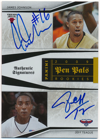Jeff Teague / James Johnson NBA 09-10 Panini National Treasures Pen Pals Signature Auto 21/50