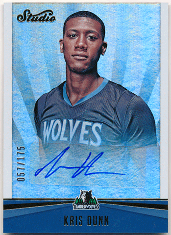 Kris Dunn NBA 16-17 Panini Studio RC Signature Auto 057/175
