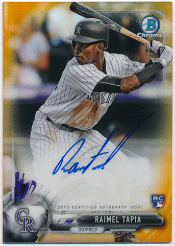 Raimel Tapia MLB 2017 Bowman Chrome RC Orange Refractor Signature Auto 20/25