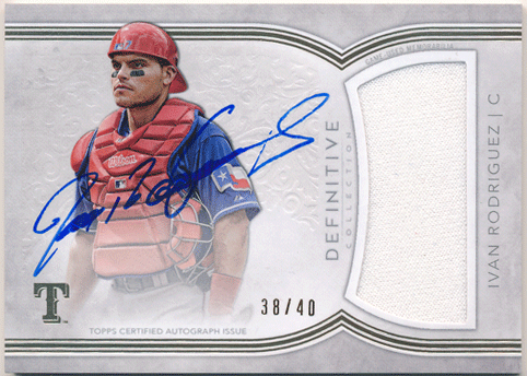 Ivan Rodriguez MLB 2018 Topps Definitive Collection Signature Jersey Auto 38/40