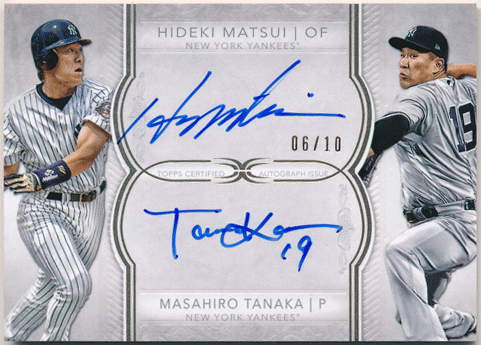 松井秀喜 / 田中将大 MLB 2018 Topps Definitive Collection Dual Signature Auto 06/10 Hideki Matsui / Masahiro Tanaka
