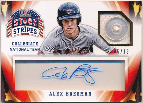 Alex Bregman 2015 Panini USA Stars & Stripes Collegiate National Team Button Auto 05/18