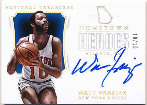 Walt Frazier NBA 17-18 Panini National Treasures Hometown Heroes Gold Auto 10/10 Jersey Number