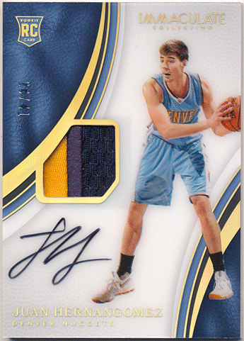 Juan Hernangomez NBA 16-17 Panini Immaculate Collection RC Acetate Patch Auto 26/41