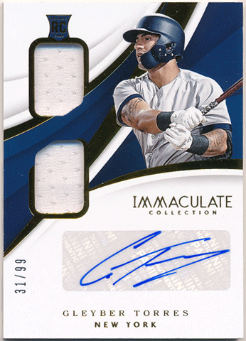 Gleyber Torres 2018 Panini Immaculate Colleciton RC Signature Jersey Auto 31/99