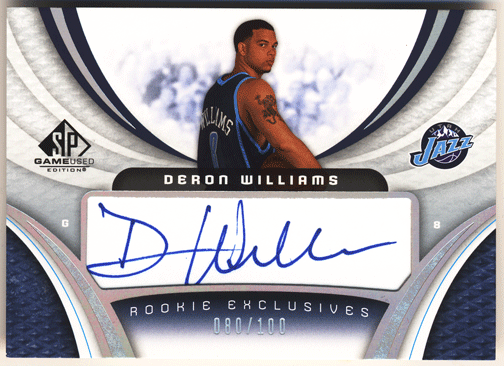 Deron Williams 05-06 UD SP Game Used Rookie Exclusives Auto 080/100