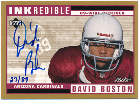 David Boston NFL 1999 UD Retro Inkredible Gold Signature Auto 27/89