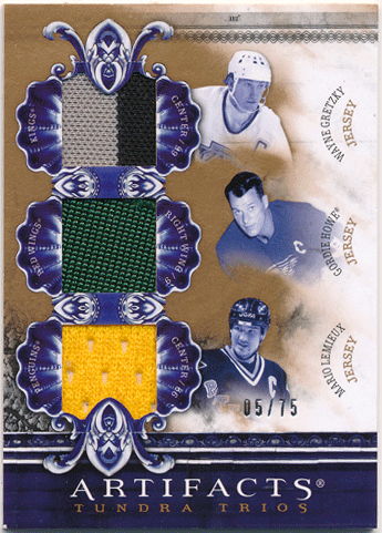 Wayne Gretzky / Gordie Howe / Mario Lemieux NHL 10-11 UD Artifacts Tundra Trios Jersey 05/75