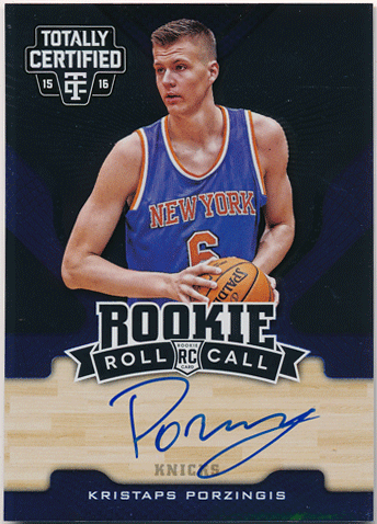 Kristaps Porzingis NBA 015-16 Panini Totally Certified Rookie Roll Call Signature Auto 56/99