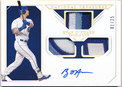 Ryan O'Hearn 2019 Panini National Treasures RC Triple Patch Auto 01/25