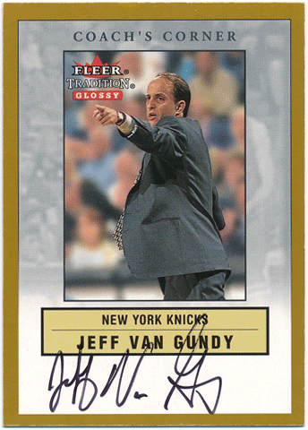 Jeff Van Gundy NBA 00-01 Fleer Tradition Glossy Coach's Corner Signature Auto