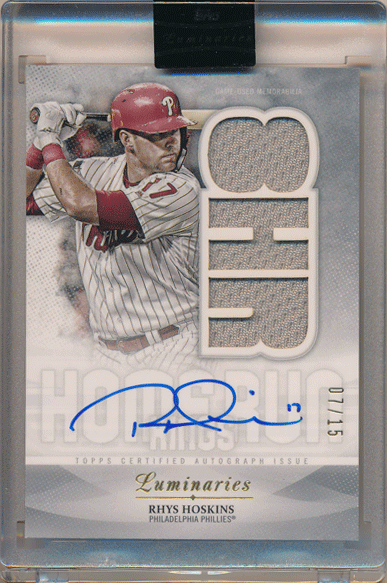 Rhys Hoskins MLB 2019 Topps Luminaries Home Run Kings Signatures Jersey Auto 07/15