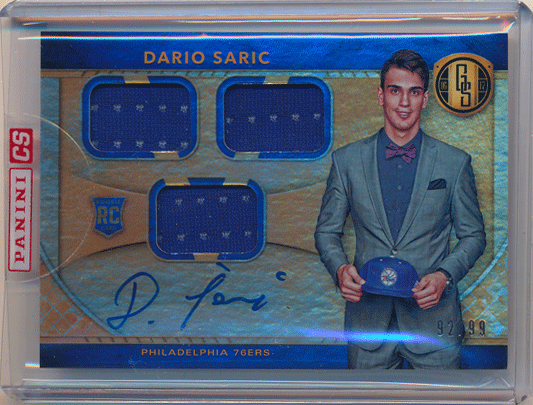 Dario Saric NBA 16-17 Panini Gold Standard RC Triple Jersey Auto 92/99