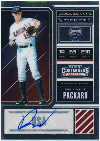 Bryant Packard 2018 Panini Contenders Draft Picks Collegiate Ticket USA Signature Auto 03/99
