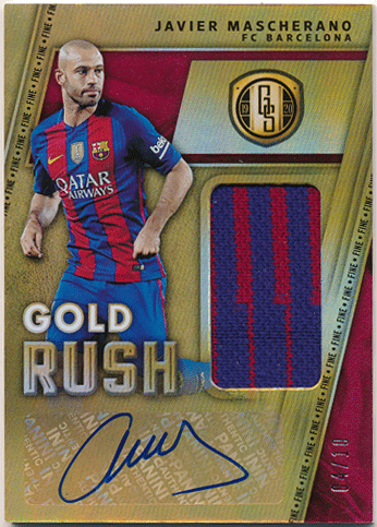 Javier Mascherano 2019-20 Panini Gold Standard Gold Rush Fine Signature Patch Auto 04/10