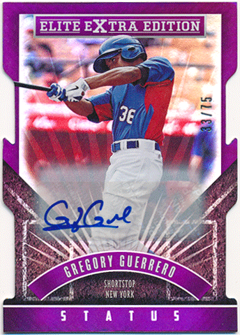Gregory Guerrero 2015 Panini Elite Extra Edition Status Purple Die Cut Signature Auto 33/75