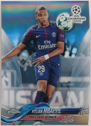 Kylian Mbappe Soccer 2017-18 Topps Chrome UEFA Champions League RC Rookie Refractor