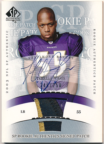 Terrell Suggs NFL 2003 UD SP Authentic RC Signature Patch Auto 245/250