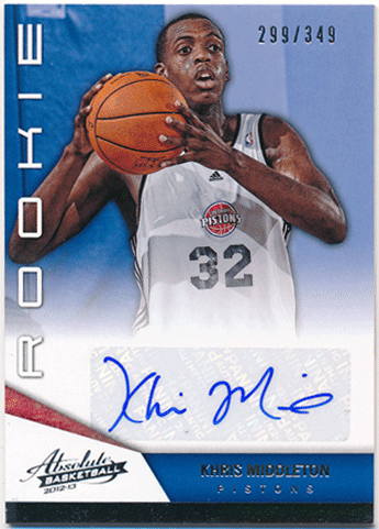 Khris Middleton NBA 2012-13 Panini Absolute RC Signature Auto 299/349