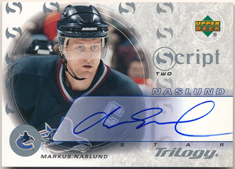 Markus Naslund NHL 2003-04 Upper Deck Trilogy Scripts Signature Auto