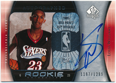 Louis Williams NBA 2005-06 Upper Deck SP Authentic RC Signature Auto 1197/1299