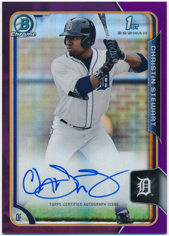 Christin Stewart MLB 2015 Bowman Chrome 1st Bowman Purple Refractor Signature Auto 148/250