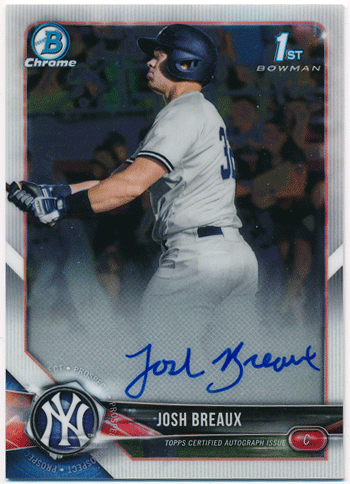 Josh Breaux MLB 2018 Bowman Chrome 1st Bowman Signature Auto