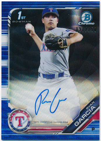 Ryan Garcia MLB 2019 Bowman Chrome 1st Bowman Blue Wave Refractor Signature Auto 127/150