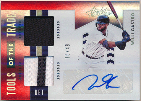 Willi Castro 2020 Panini Absolute Tools of the Trade Red Signature Jersey Auto 15/49