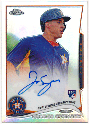 George Springer MLB 2014 Topps Chrome RC Refractor Signature Auto 315/499