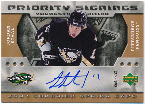 Jordan Staal NHL 2007 Upper Deck Canadian Spring Expo Priority Signings Auto 06/40