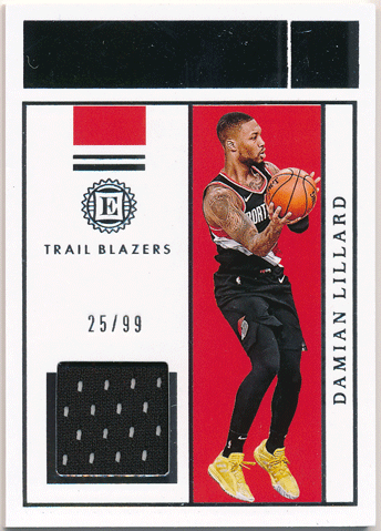 Damian Lillard NBA 2019-20 Panini Encased Label Materials Jersey 25/99