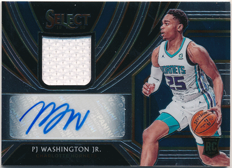 PJ Washington Jr. NBA 2019-20 Panini Select RC Rookie Signature Jersey Auto 086/199