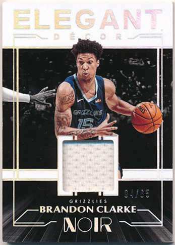 Brandon Clarke NBA 2019-20 Panini Noir RC Elegant Decor Jersey 04/65