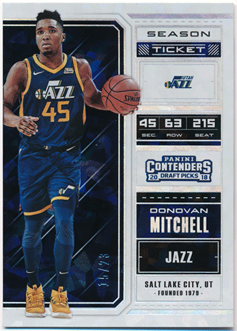 Donovan Mitchell NBA 2018 Panini Contenders Draft Picks Season Ticket Parallel 15/23