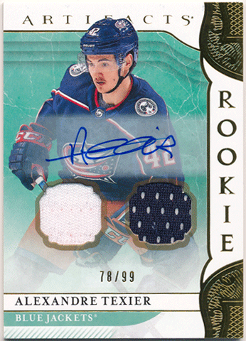 Alexandre Texier NHL 2019-20 Upper Deck Artifacts RC Rookie Signature Jersey Auto 78/99