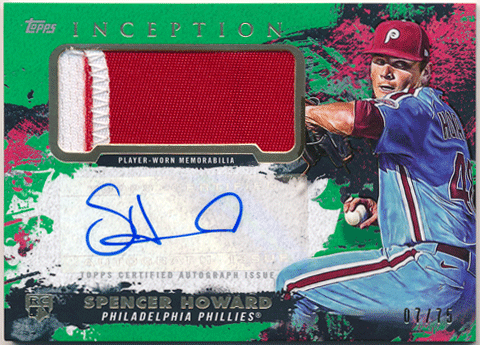 Spencer Howard MLB 2021 Topps Inception RC Autograph Patch Green 07/75